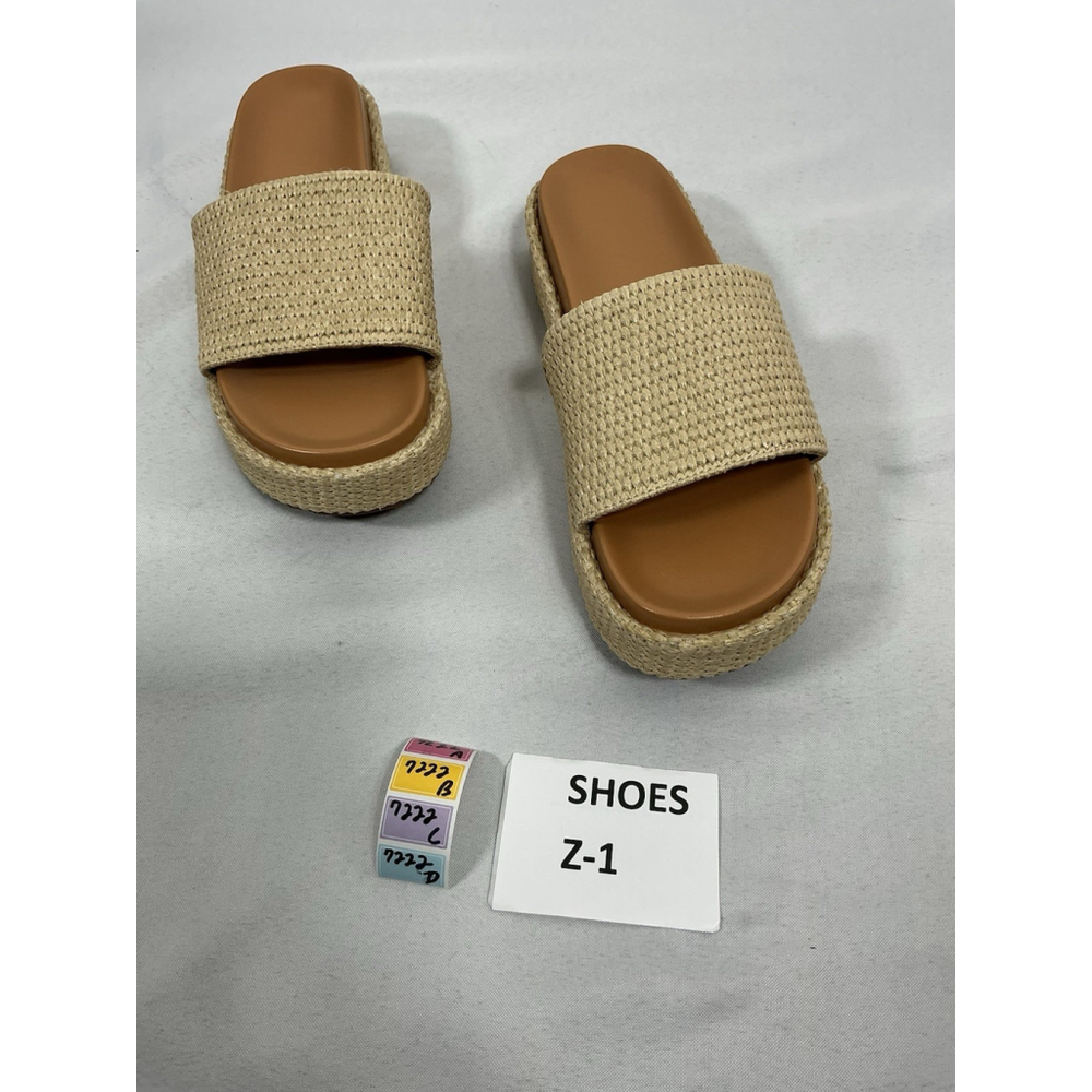 Womans New Platform Espadrille Slip On Slide Sandals Size 9 Beige